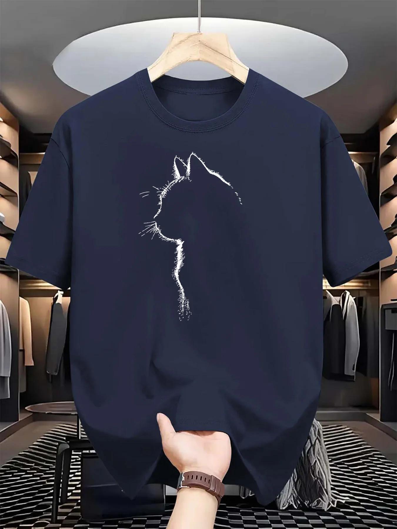 T-shirt à manches courtes et col rond pour hommes, 100% pur coton, sport décontracté, ample, motif d