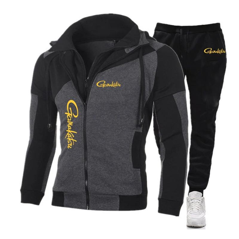 Ensemble de sport confortable en coton imprimé Gamakatsu pour hommes, sweat à capuche tendance avec 