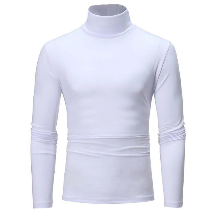 Nouvelle mode Base t-shirt hommes coupe ajustée Polyester col haut pull col roulé pull hauts chemise