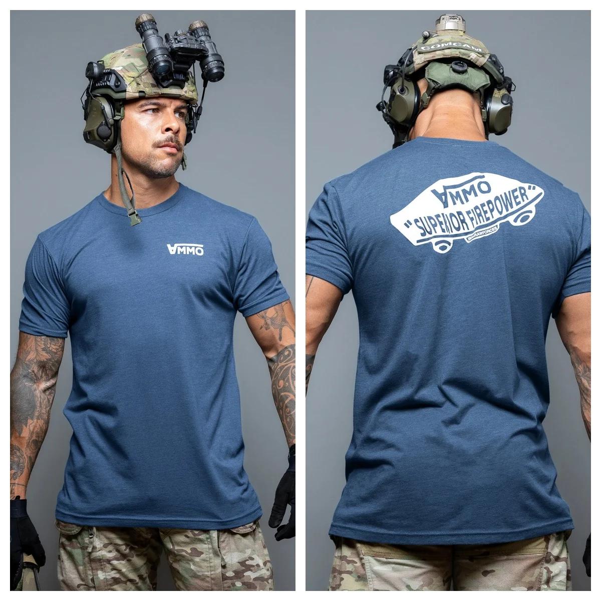 Nouveau T-shirt 2026 Ammo Superior Firepower - Convient pour les vêtements de sport en pur coton