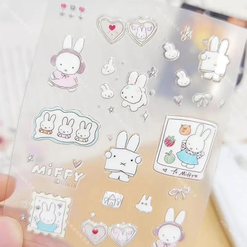 Miffy – autocollants pour ongles 3D, mignons, Kawaii, caméra en verre, décoration, impression Anime,