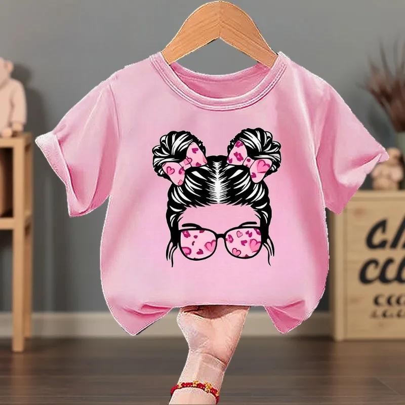 T-shirts décontractés d'été pour filles, hauts imprimés à manches courtes pour enfants, respirants e
