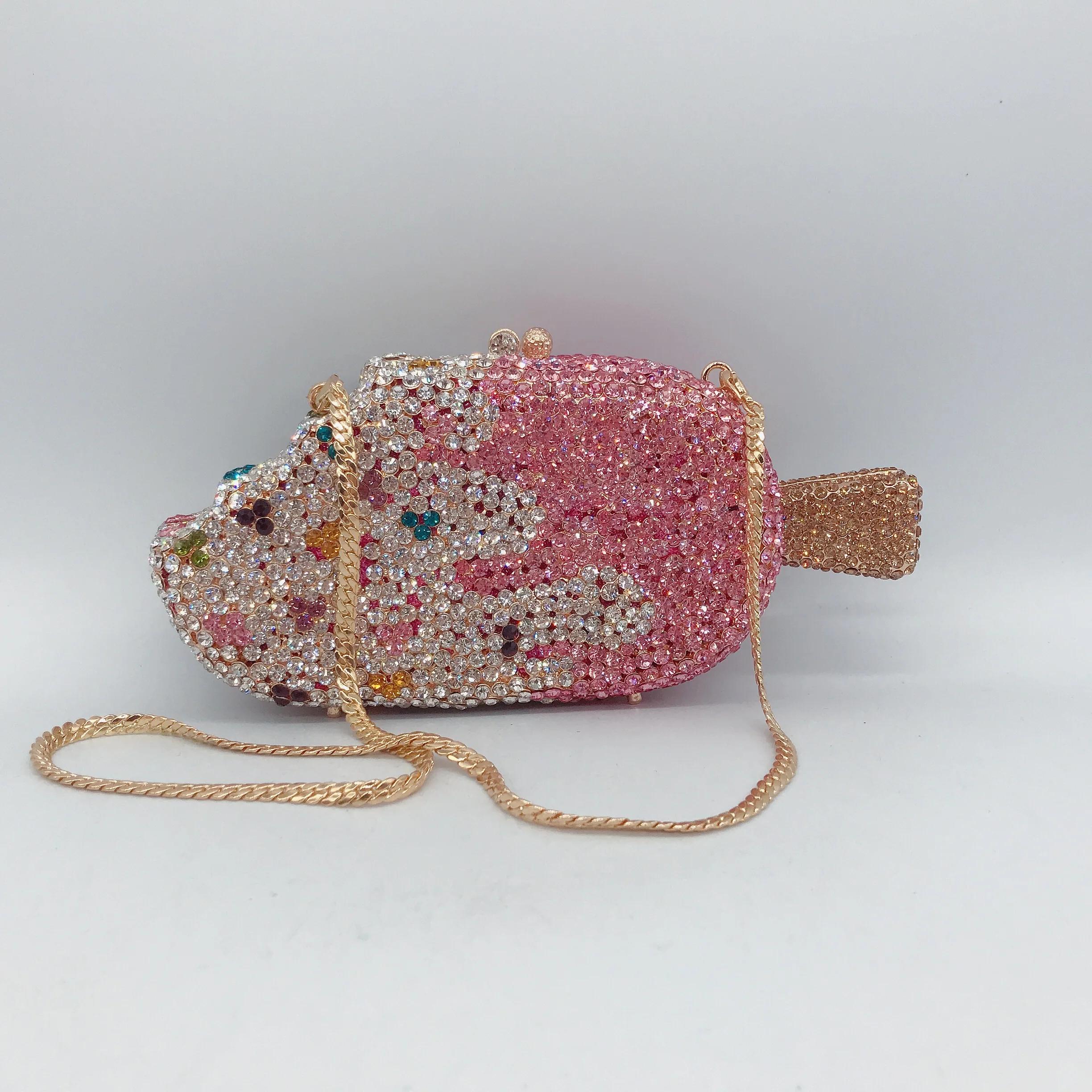 Daiwei usine en gros alimentaire style métal diamant sac à main de luxe sacs en cristal femmes stras