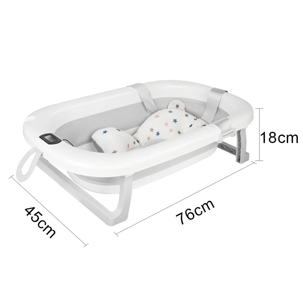 Baignoire pliable pour bébé avec tapis de bain, baignoire pour bébé avec thermomètre intégré, baigno