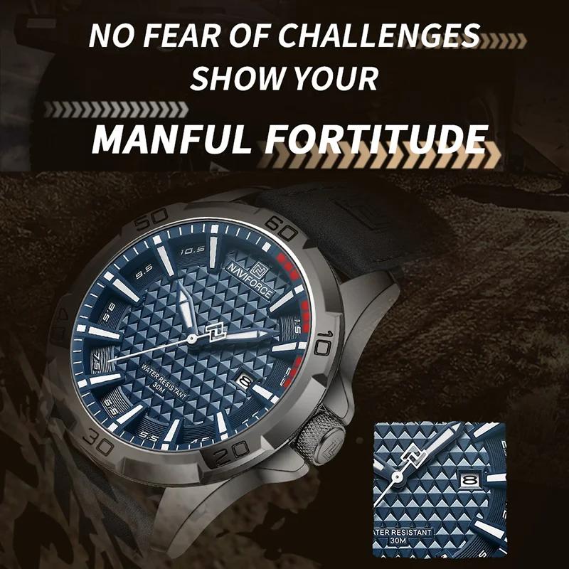 NAVIFORCE marque hommes mode montres à Quartz mâle bracelet en cuir Sport étanche montres calendrier