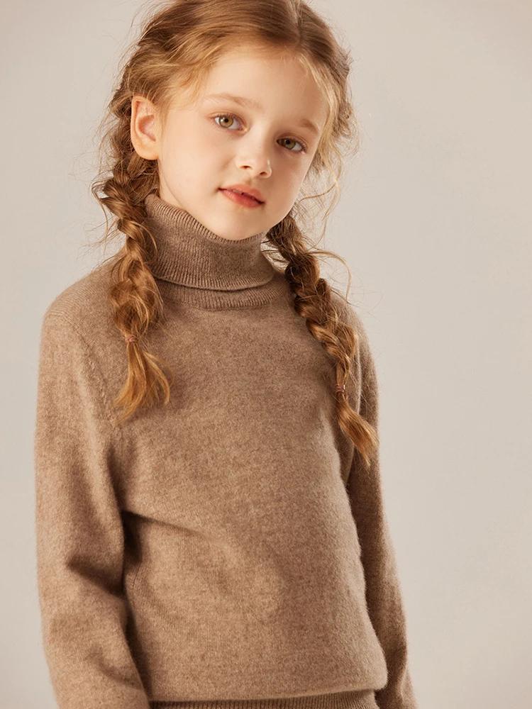 CHICUU enfant 100% pull en cachemire col roulé pull épais chaud basique cachemire tricots enfants ch