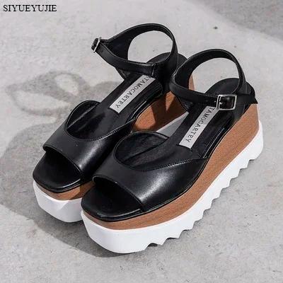 Femme étoiles chaussures femmes bout carré à lacets fond épais plate-forme chaussures compensées, ha