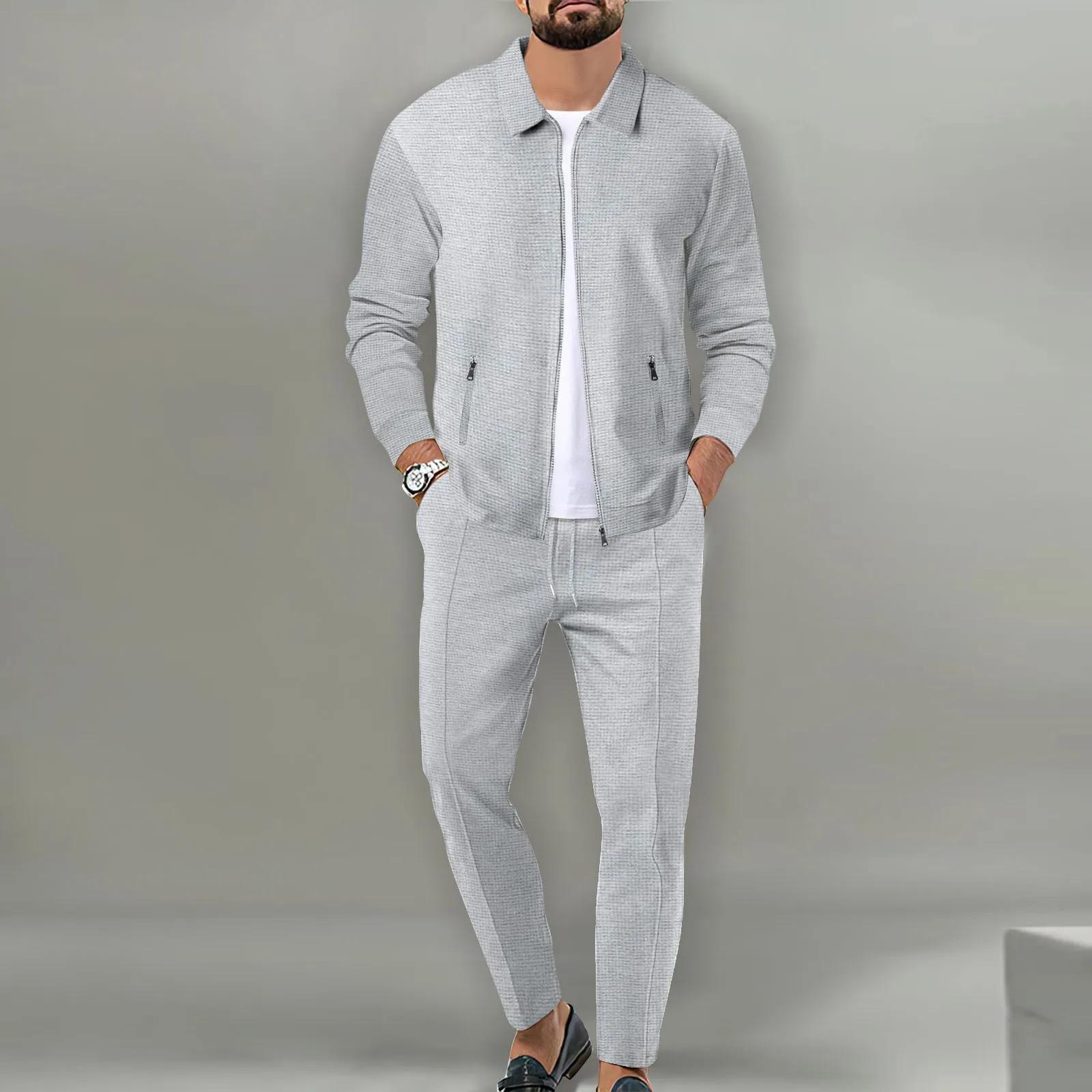 Veste et pantalon de sport pour hommes, couleur unie, populaire, pour jeunes, deux combinaisons de l