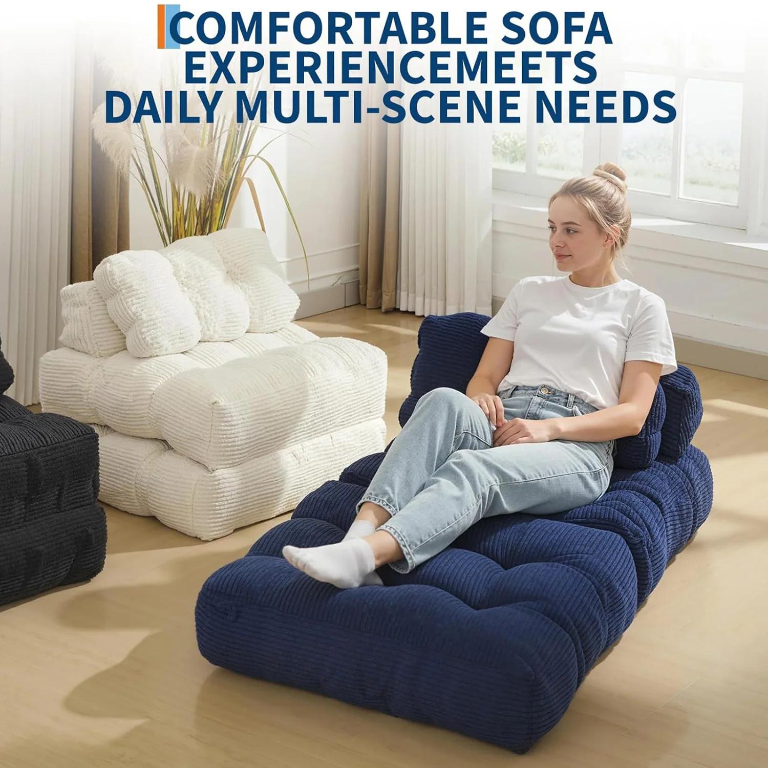 Canapé-lit pliable, fauteuil convertible avec oreiller, matelas pliable et poche latérale, fauteuil-