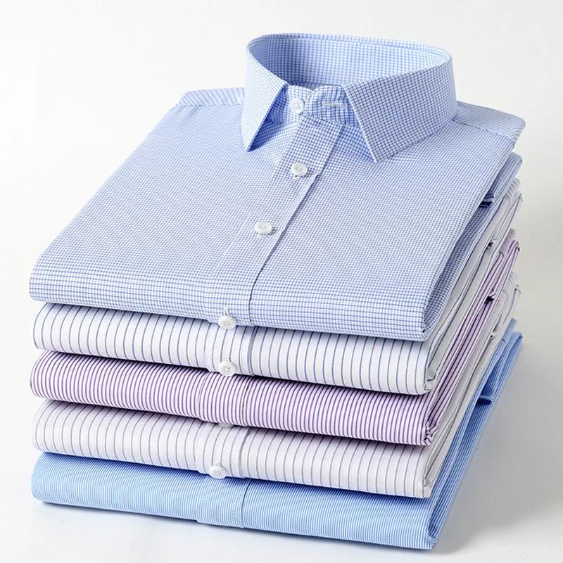 4XL 5XL 6XL 7XL 8XL chemise à carreaux en Fiber de bambou rayé bleu décontracté affaires chemise à m