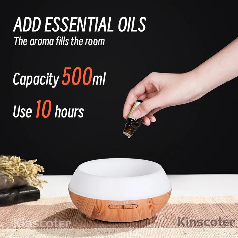 Diffuseur d'huiles essentielles d'aromathérapie de haute qualité 500ml, humidificateur d'air ultraso