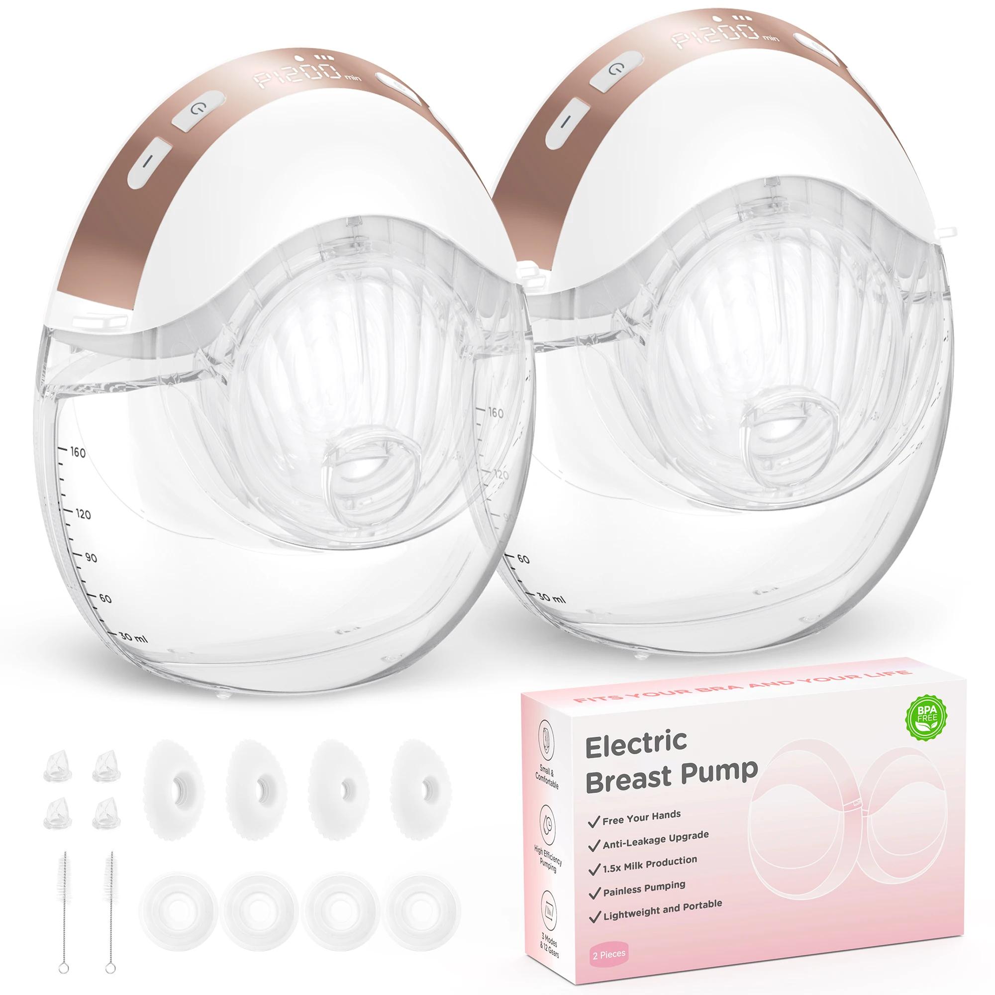 Tire-lait électrique portable mains libres - tire-lait électrique léger sans BPA, étanche avec bride