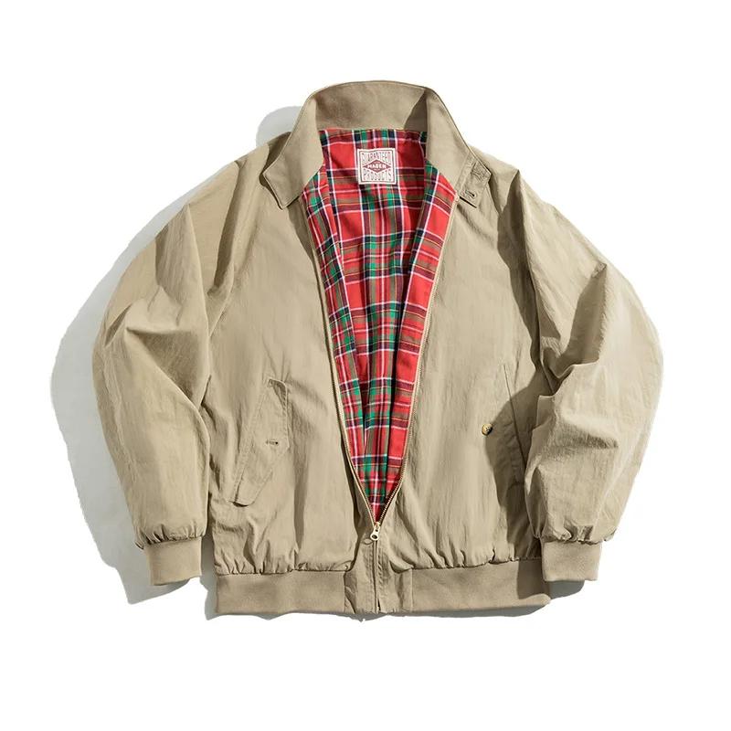 Maden hommes Vintage kaki vestes rétro travail col montant Moto veste décontracté fermeture éclair a