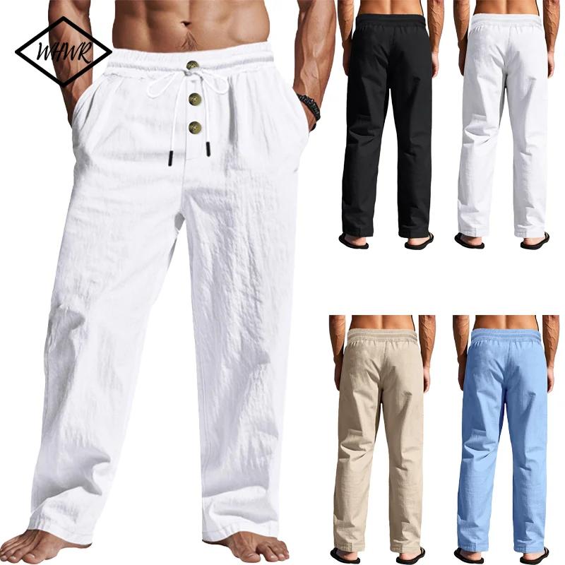 Pantalon décontracté homme 2025 printemps/été nouveau homme grande taille blanc pantalon droit solid