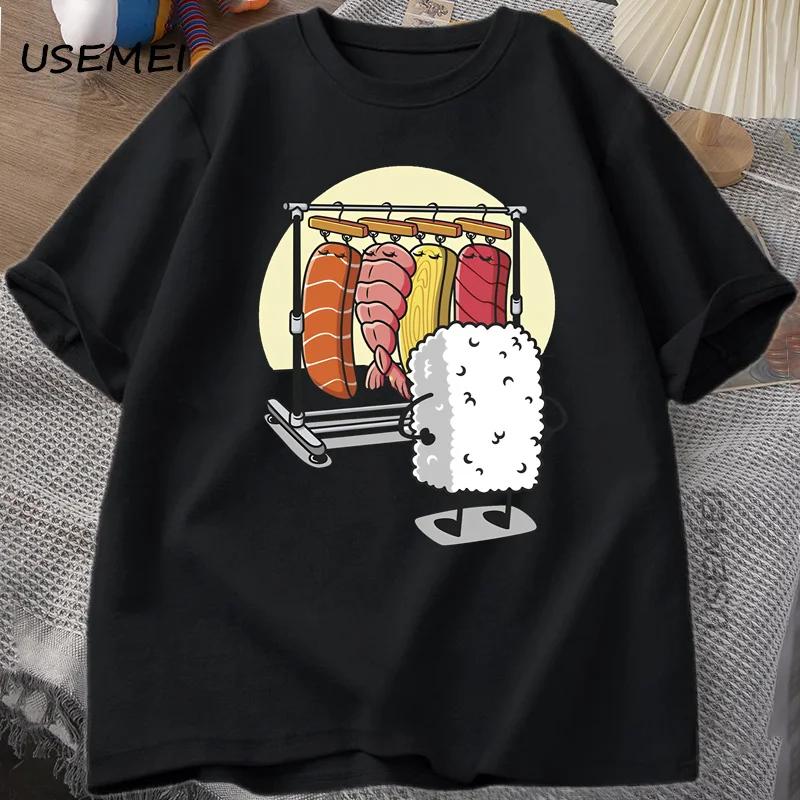Sushi garde-robe T-shirt femmes hommes drôle haute qualité T-shirt coton graphique t-shirts ample à 