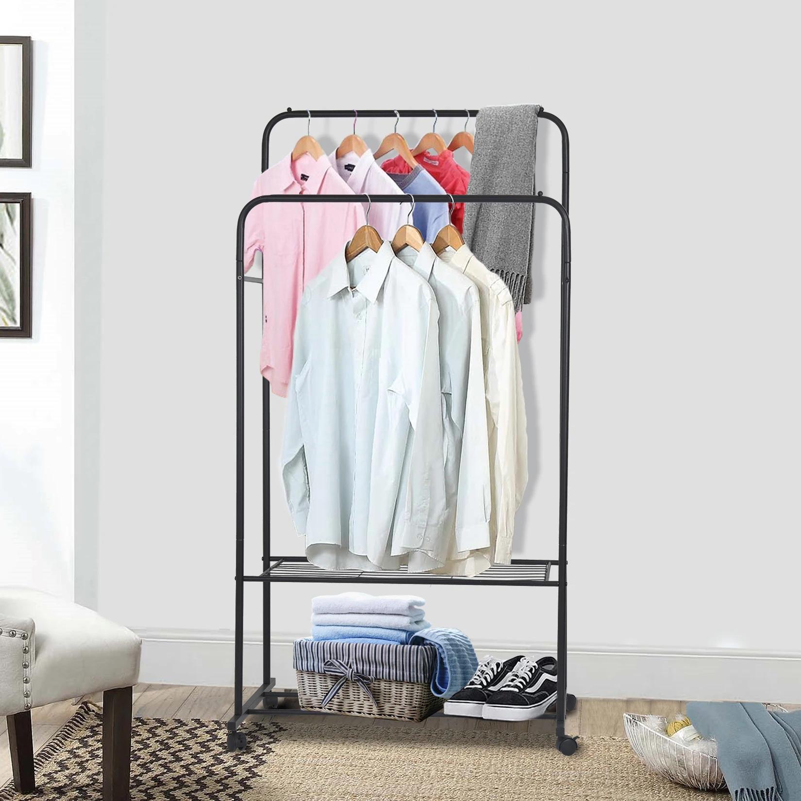 Étagère de rangement pour chaussures T1, grand support roulant à double rail, blanc, 1.5m