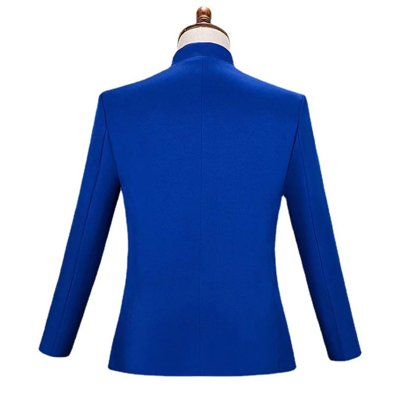 Blazer Brodé à Col Montant pour Homme, 2 Pièces, Noir, Blanc, Rouge, à la Mode, ixsur Scène, Anterie