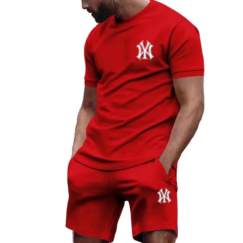 Nouvel ensemble de sport deux pièces pour homme 2026, t-shirt à manches courtes et pantalon, idéal p