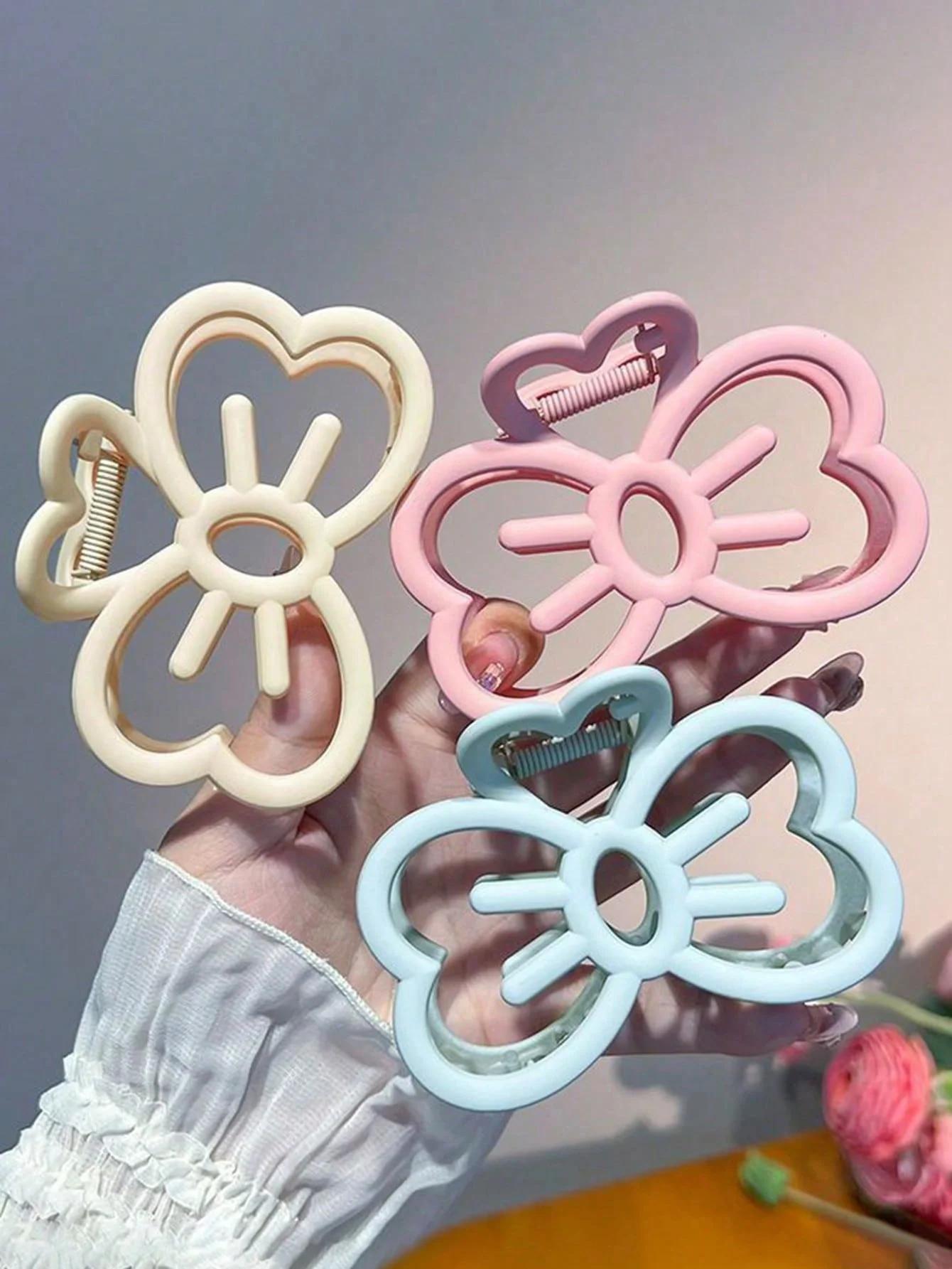 Pince à cheveux avec nœud de chat couleur bonbon, pince à griffe en plastique, pince à cheveux en fo