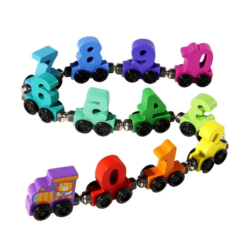Train magnétique en bois avec blocs de construction, voiture d'assemblage, outil d'apprentissage pré