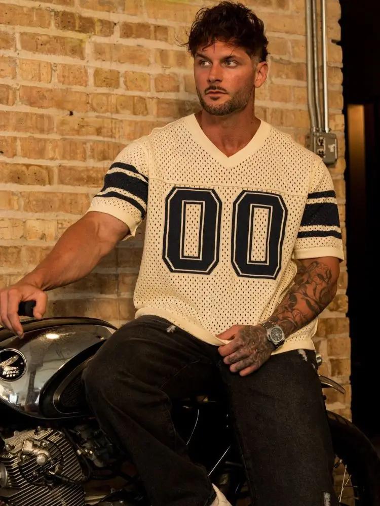 T-shirts hommes été nouveaux sport hommes T-shirts loisirs col en V mode vêtements amples et confort