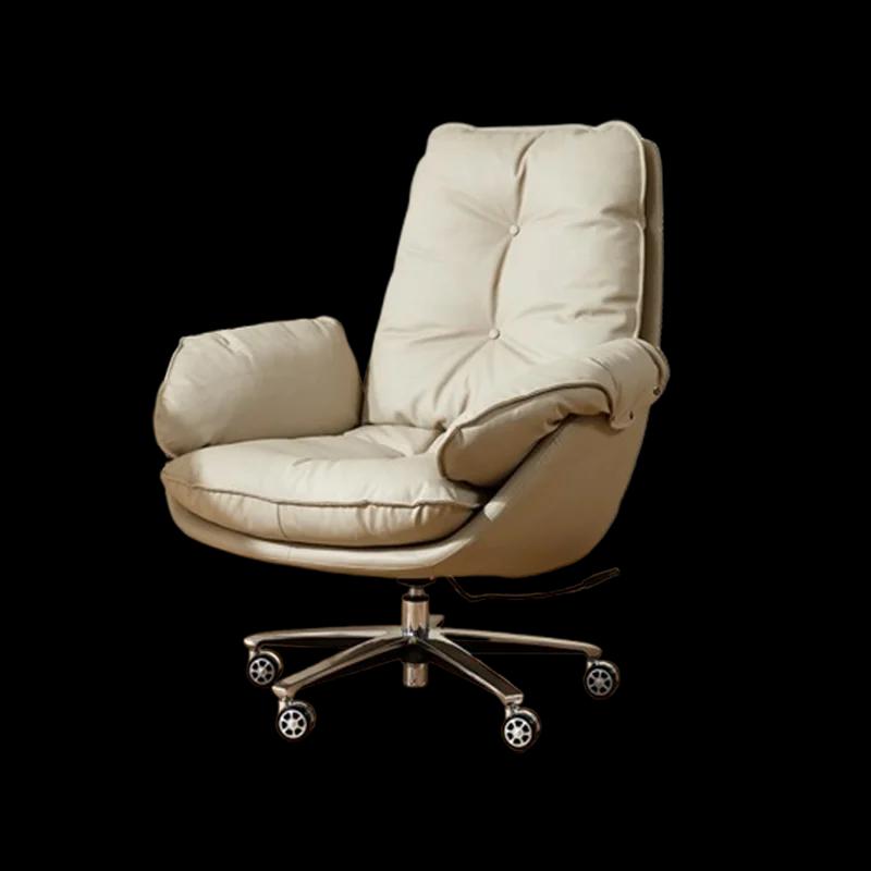 Roues nordiques chaise De bureau accoudoir réglable étude chaise Portable en cuir confortable exécut