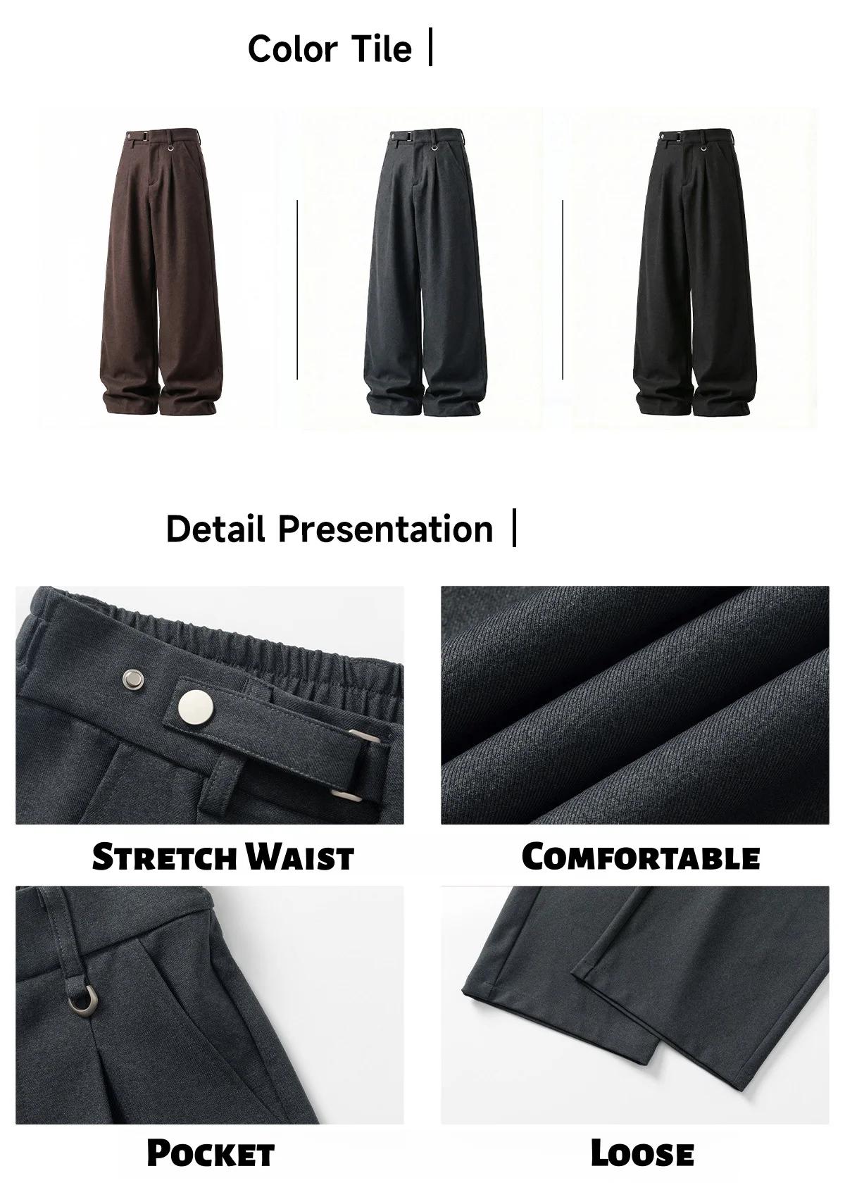 Pantalon drapé rétro pour hommes, taille réglable, décontracté, plissé, respirant, doux, jambe droit