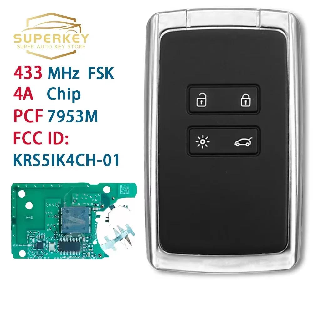 SUPERKEY KR5IK4CH-01 clé intelligente sans clé PCF7953M 4A puce 434Mhz pour 2016 2017 2018 2019 Rena