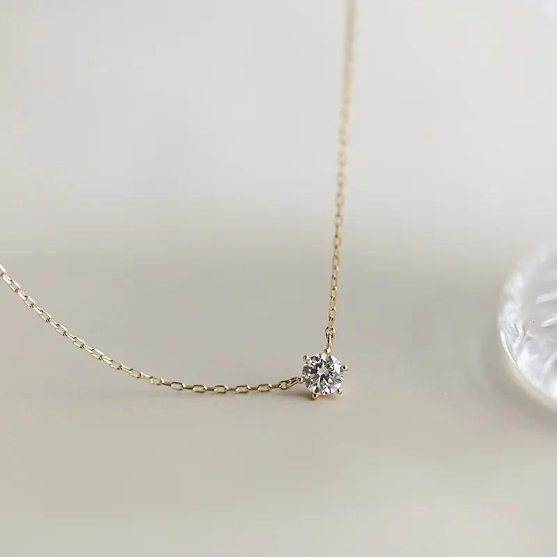 Collier en argent Sterling 925 plaqué or 14 carats, chaîne de clavicule polyvalente en Zircon scinti