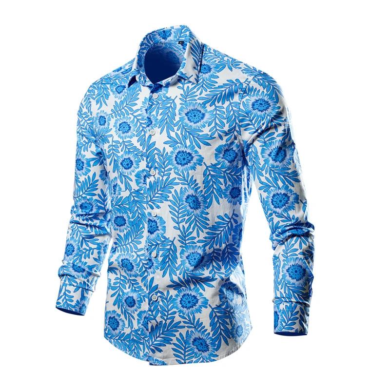 Chemise à manches longues florales pour hommes et femmes, revers à bouton unique, imprimé en 3D, gra
