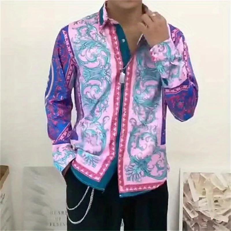 Chemise hawaïenne à manches longues pour hommes, motif floral, revers imprimé en 3D, confortable, mo