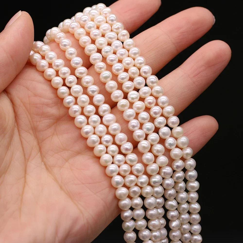 Perles d'Eau Douce Naturelles Blanches Rondes AAA + de 4 à 5mm, Accessoires d'Espacement pour Bijoux