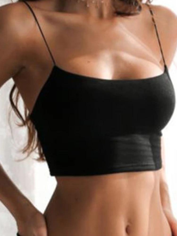 Débardeur Sexy noir licou haut court femmes été Camis dos nu Camisole mode décontracté bustier tubul