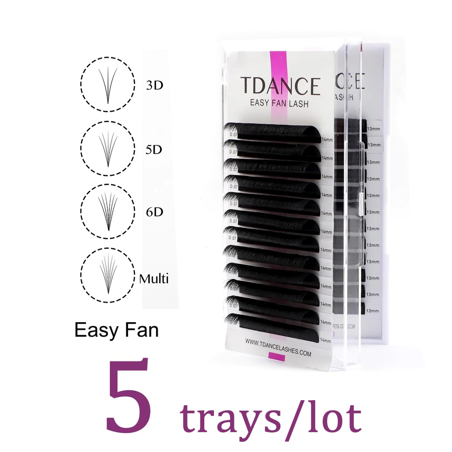 TDANCE 5 plateaux/Lot facile ventilateur Bloom Extension de faux cils floraison automatique rapide a