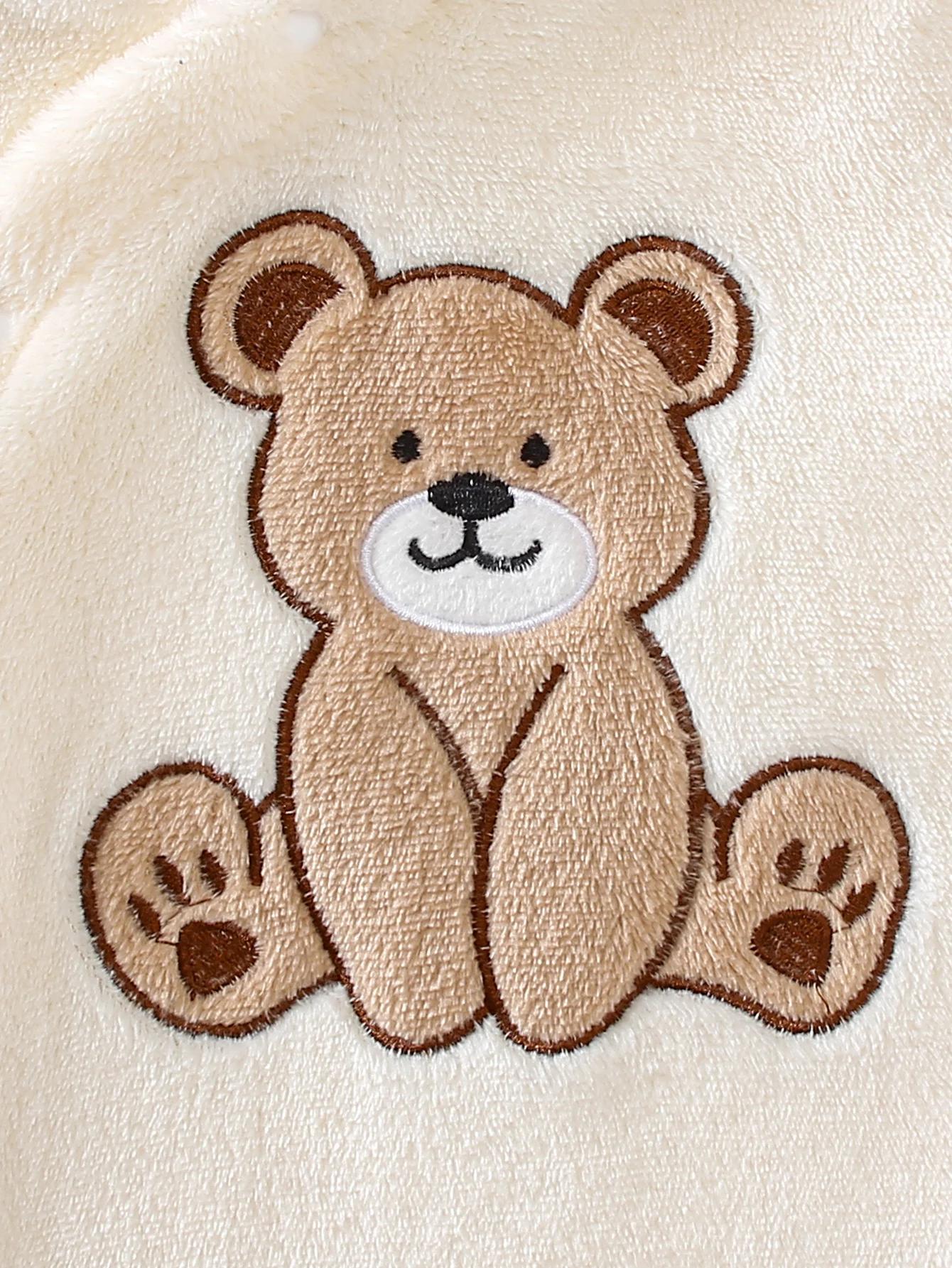 Automne hiver bébé ours Onesie avec chapeau tissu en peluche doux chaud mignon coussin chauffant ave