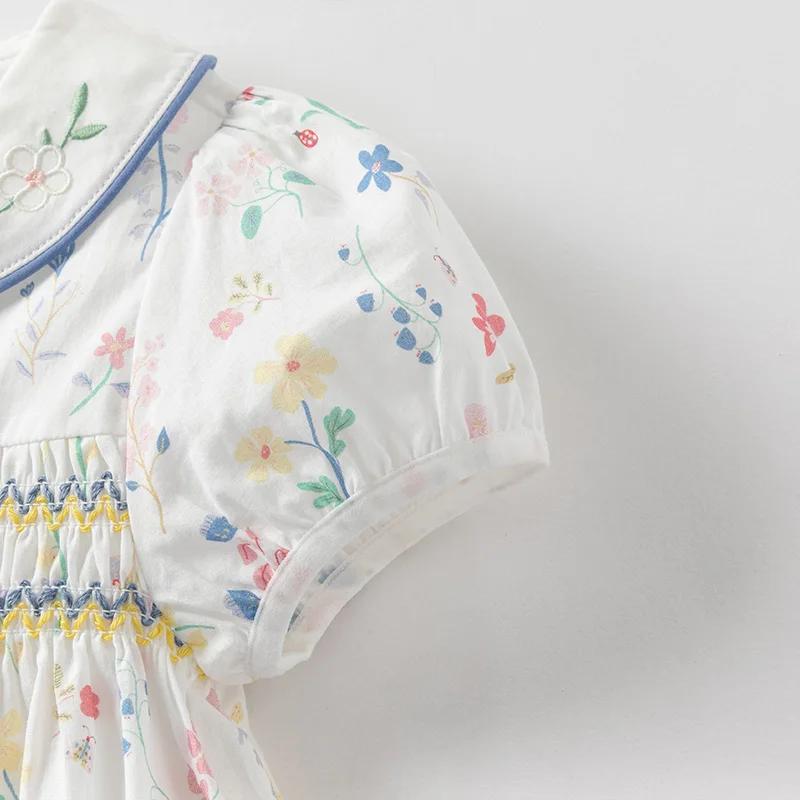Dave Bella été filles bébé princesse robe charme élégant mignon imprimé fleuri enfants coton robe fê