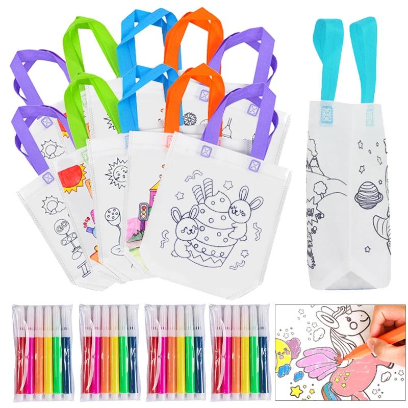 Sacs Graffiti avec Marqueur de Coloriage, Peinture, Non Tissé, Cadeaux pour Enfants, Arts, Artisanat