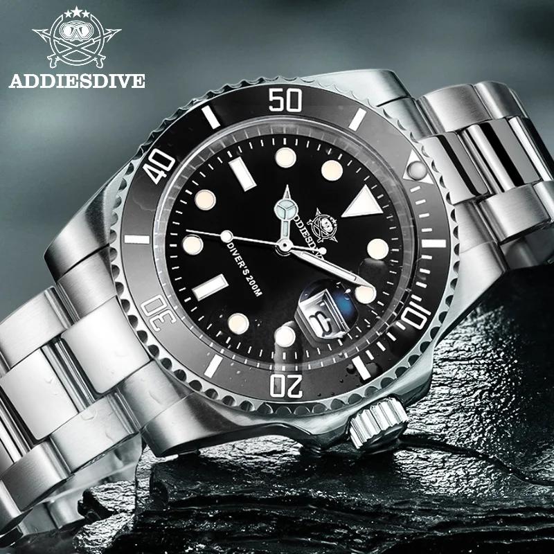 ADDIESDIVE montre classique pour hommes avec lunette en céramique 200 m montre à quartz décontractée