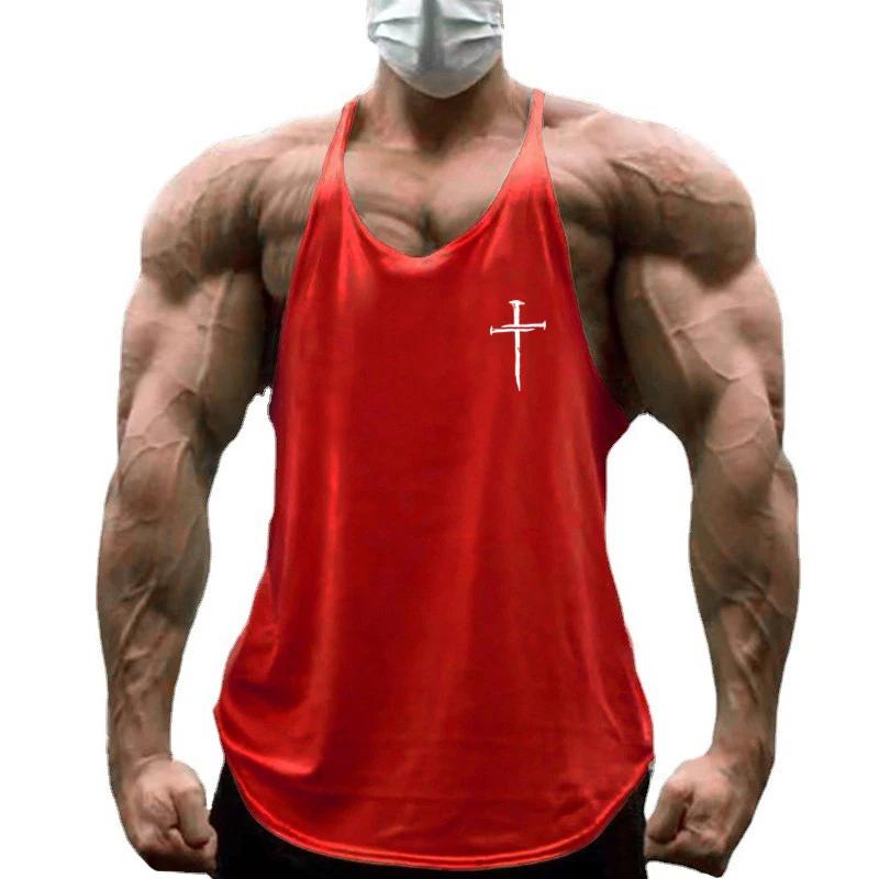Gilets de Sport personnalisés pour hommes, imprimé croisé, musculation, course à pied, Fitness, chem