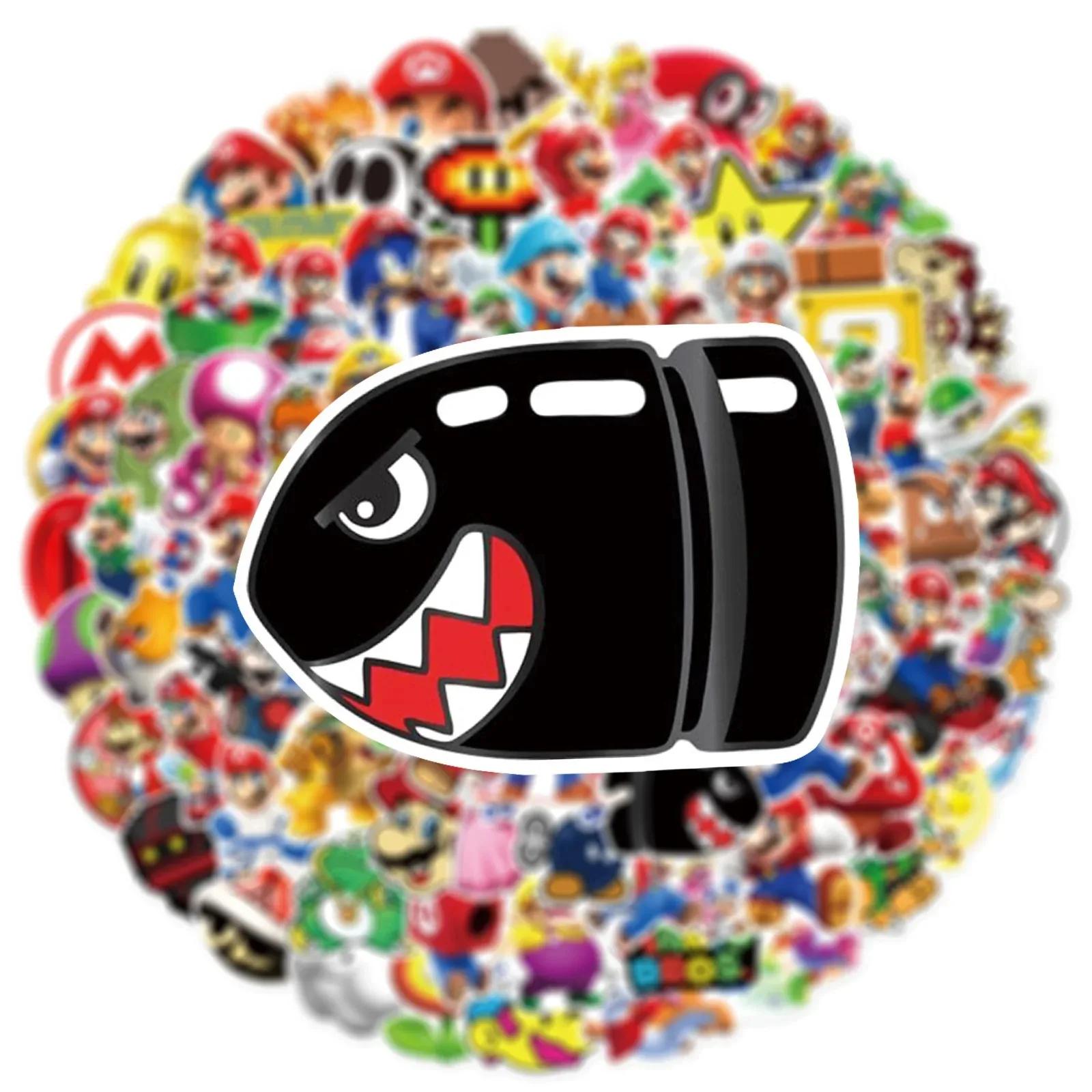 Autocollants de jeu Super Mario, 50 pièces, autocollants imperméables pour ordinateur portable, Skat