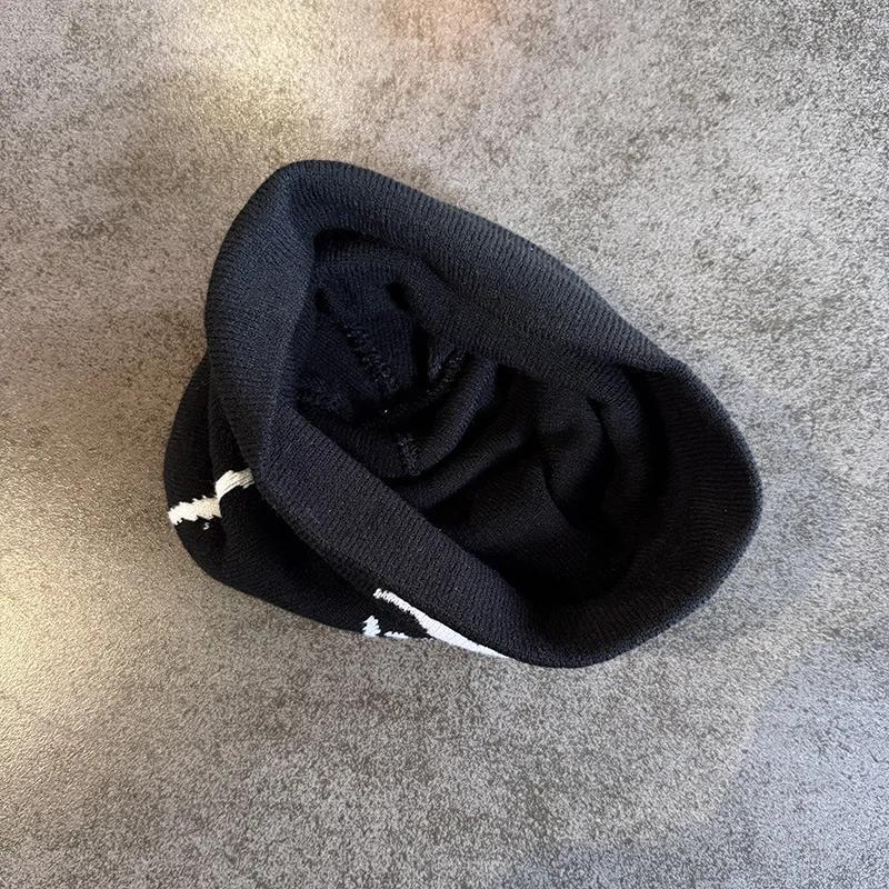 Bonnet tricoté à motif de visage, 1 pièce, casquette de crâne décontractée, chapeau de sport chaud p