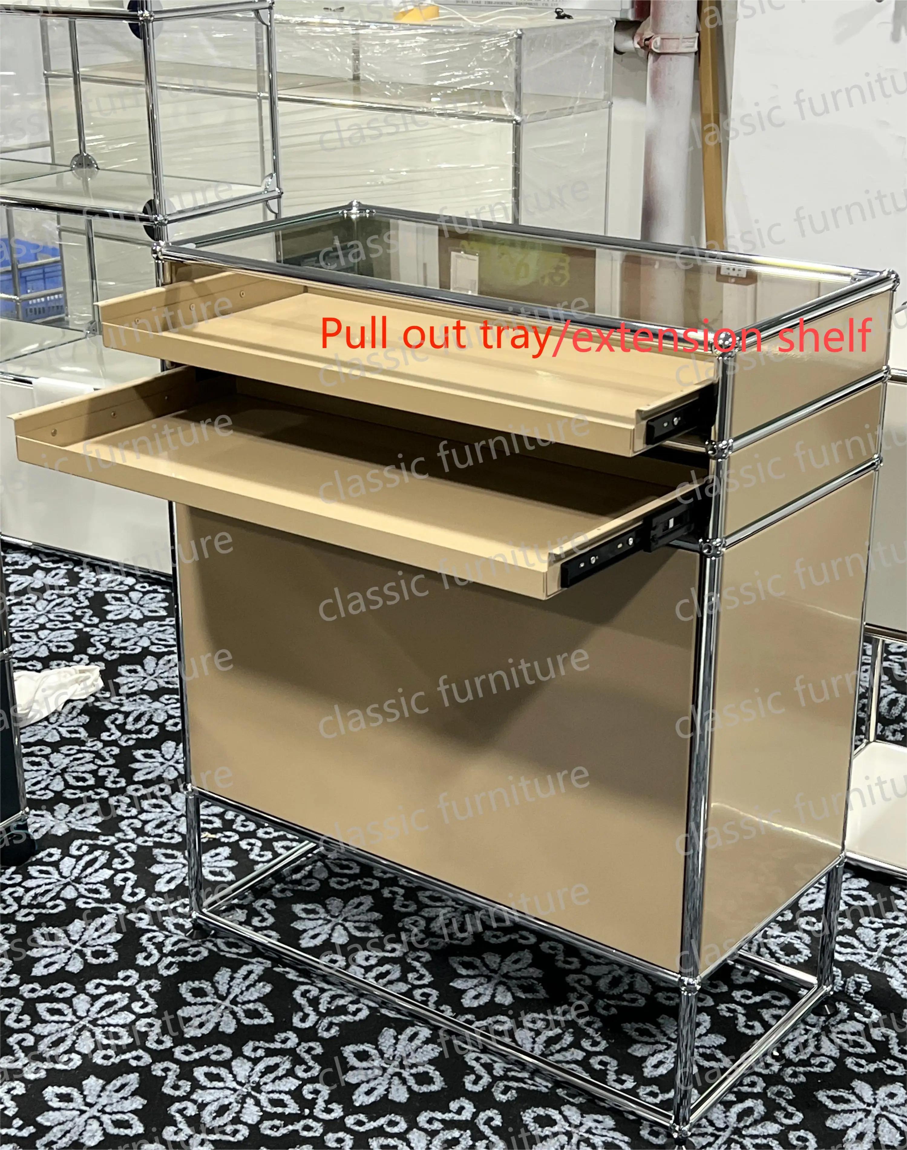 Meubles modulaires personnalisés en métal et acier inoxydable, armoire de rangement, buffet, étagère