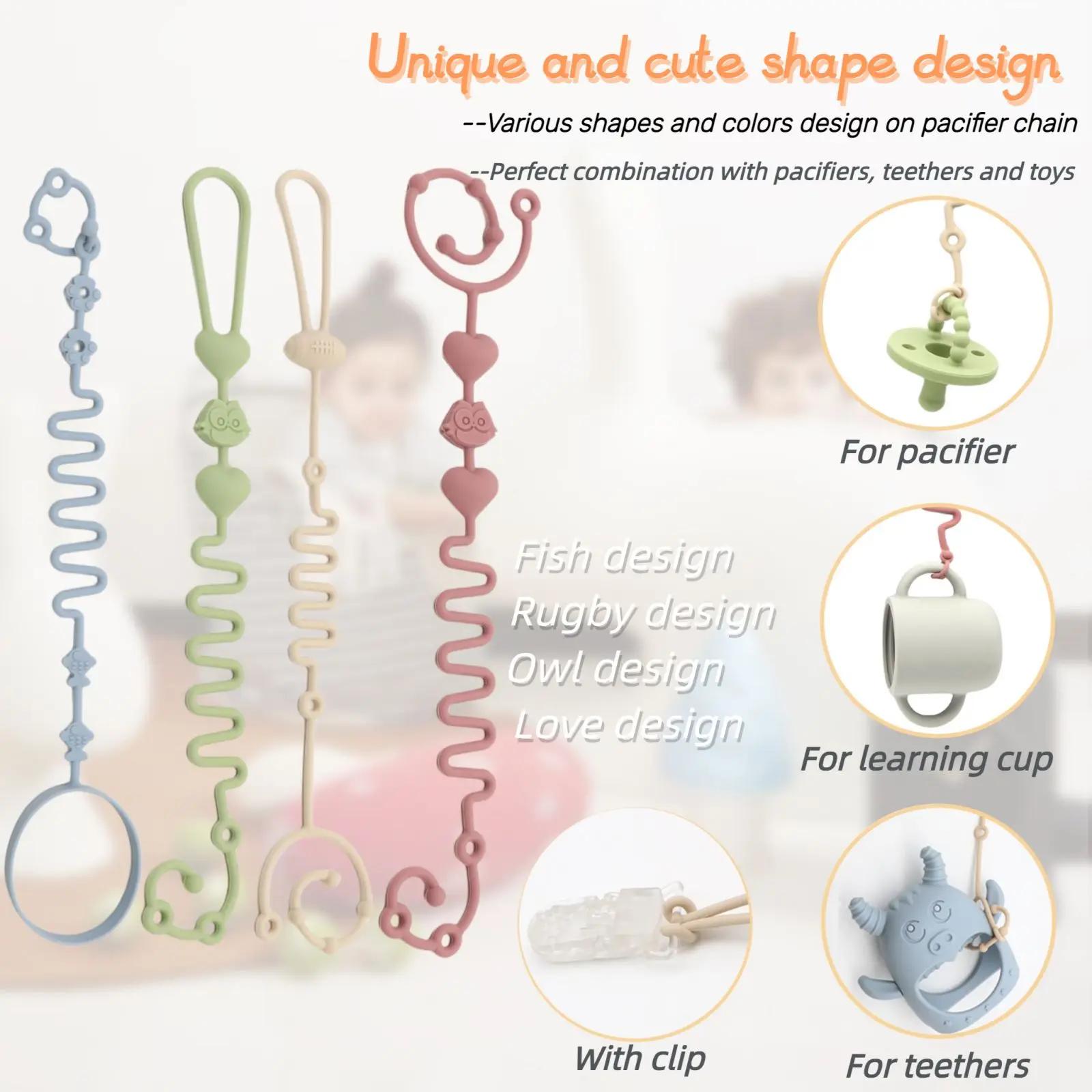 Chaîne de sucette réglable en Silicone, jouets de dentition, adaptés à une chaise haute, au berceau,