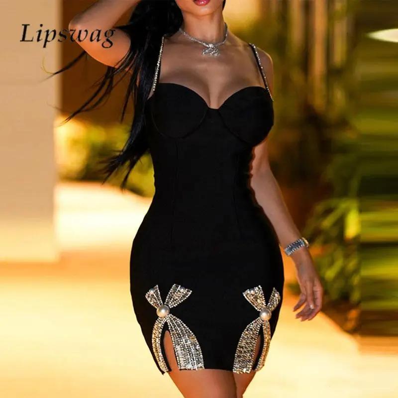 Robe Épice Sexy avec Nministériels d en Diamant pour Femme, Coupe Basse, Dos aux, Élégante, Fendue s
