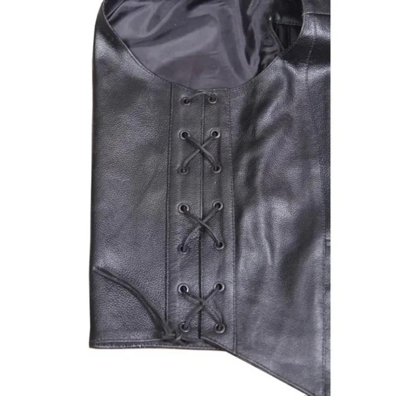 Veste en cuir rétro pour homme - haut sans manches - style disciplinaire - chevalier médiéval - vest