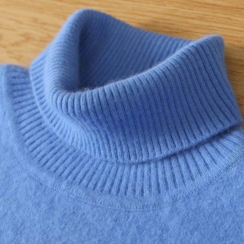 Pull à col roulé en cachemire de vison pour homme, ample, tricoté, grande taille, garde au chaud, au