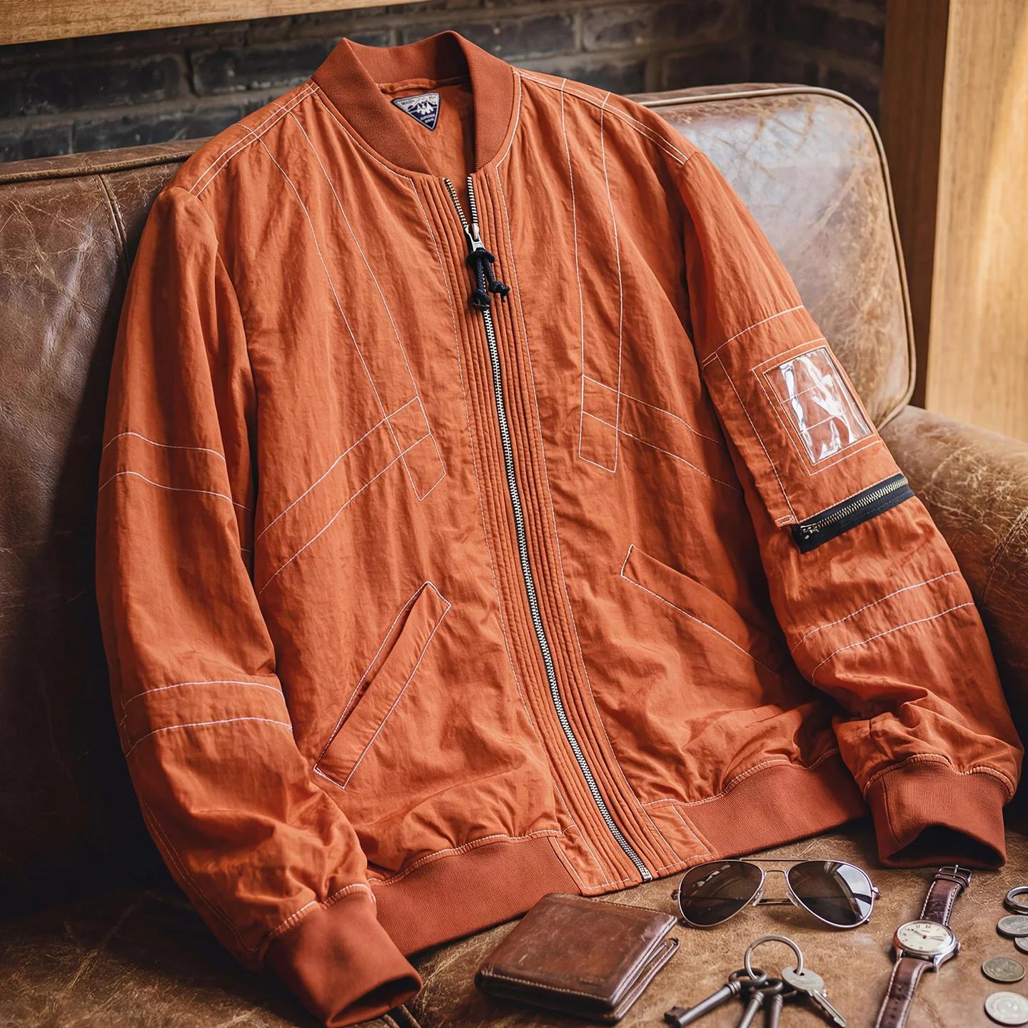 Blouson bomber MA1 Maden pour homme, veste de pilote légère, fermeture éclair, style baseball classi