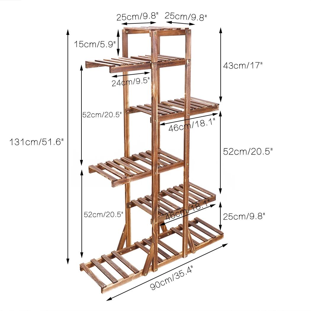 Présentoir à Plantes en Bois à 6 Niveaux, Support de Plantes en Bois Satisfait, Pot de Fleurs T1, Ba