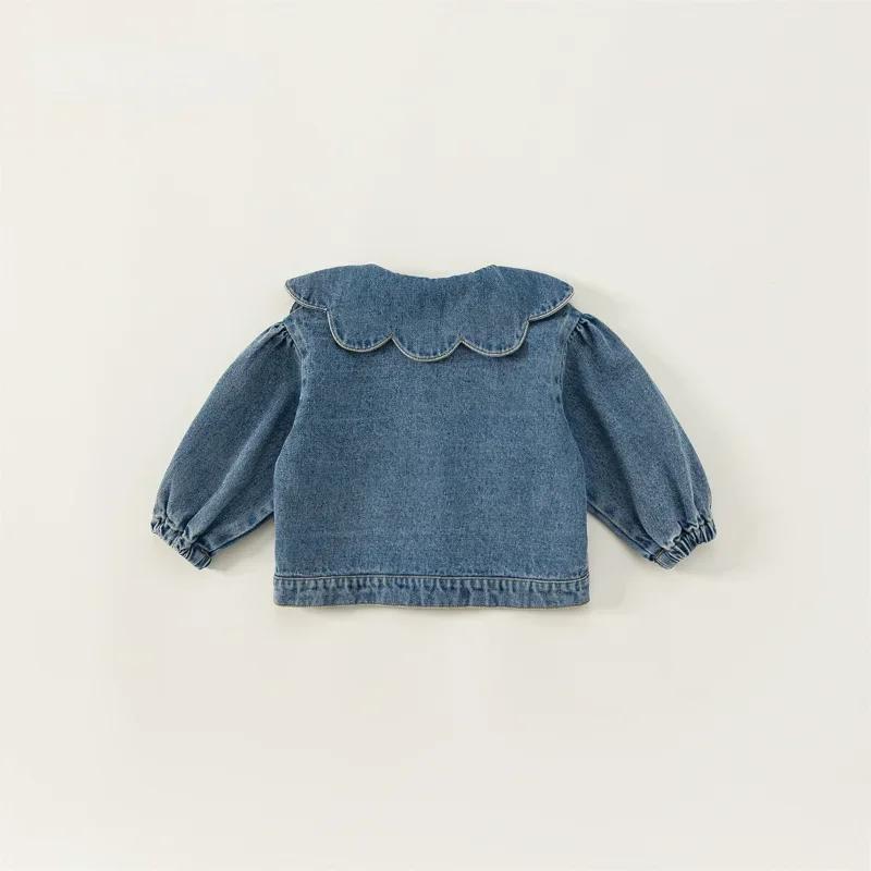 Manteau en denim de style coréen pour enfants, col à volants, manches longues, mode pour enfants, vê