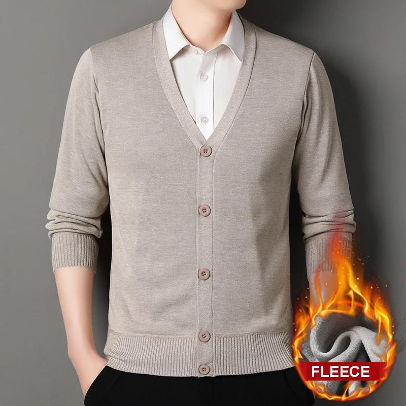 Hommes automne vêtements polaire Cardigan veste tricoté pull vêtements d'extérieur col en v mode Car